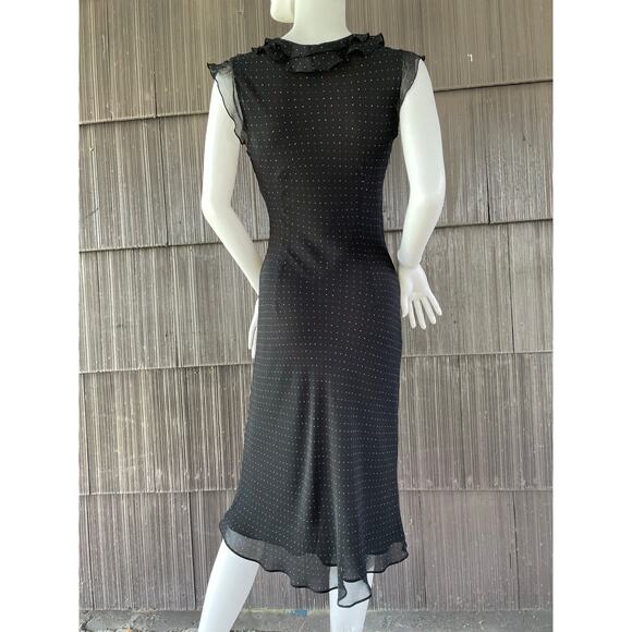 🔥Vintage Y2K Express 100% Silk Polka Dot Faux Wrap Classic Feminine Dress 5/6 - Picture 9 of 16
